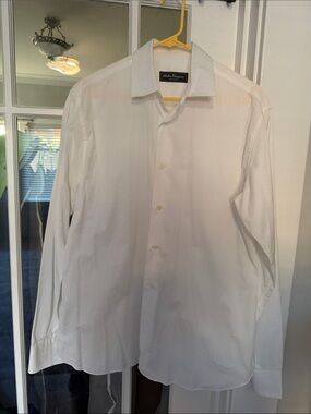 Salvatore Ferragamo Classic White Spread Collar Dress Shirt